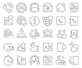 Wall Mural - Call center line icons collection. Thin outline icons pack. Vector illustration eps10