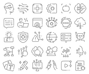 Leinwandbilder - Artificial intelligence line icons collection. Thin outline icons pack. Vector illustration eps10