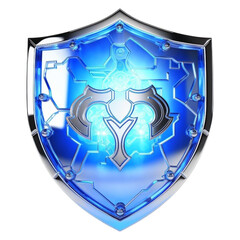 Canvas Print - 3d illustration of a blue shield on a transparent background