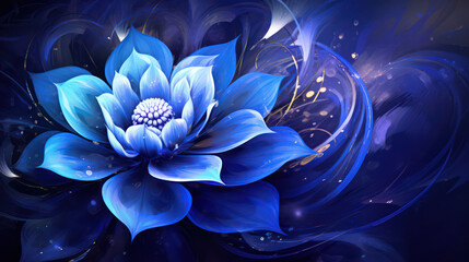 Wall Mural - Abstract blue flower background as wallpaper illustration