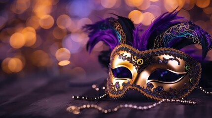 Sticker - Mardi Gras Mask In Bokeh Effect