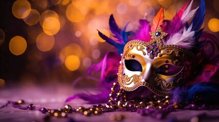 Sticker - Mardi Gras Mask In Bokeh Effect