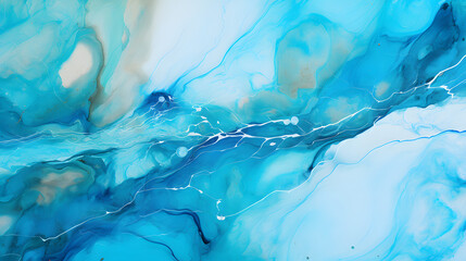  eal turquoise marbled alcohol ink drawing effect. generative ai.