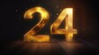 © Left - Number 24 symbolize new year 2024