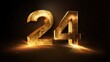 © Left - Number 24 symbolize new year 2024