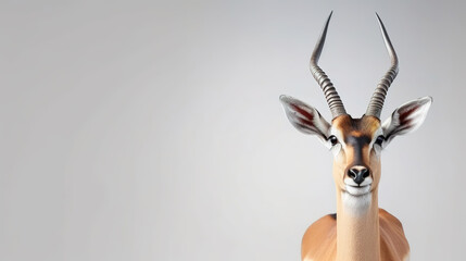 Wall Mural - Front view of Antelope on dark gray background. Wild animals banner with copy space