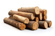 a pile of wood logs isolated on a white background