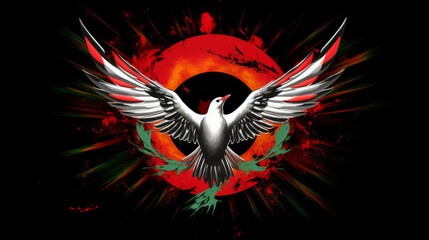 Wall Mural - Free Palestine flag with a dove of peace