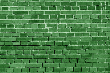 Wall Mural - Green brick wall texture and pattern.