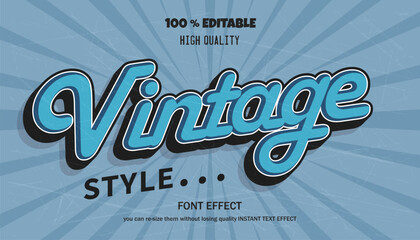 Wall Mural - 3d Vintage text effect. Editable text effect