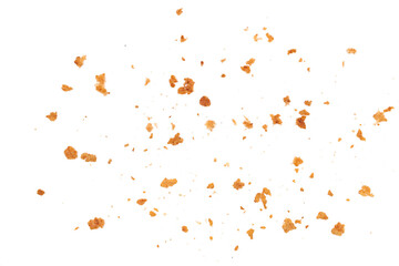pile cake crumbs, cookie flying isolated on white, clipping path