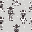 Seamless pattern with cute zebra. Pattern for children's products. Vector illustration isolated on white background.