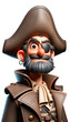 Portrait of a one-eyed cartoon 3D pirate