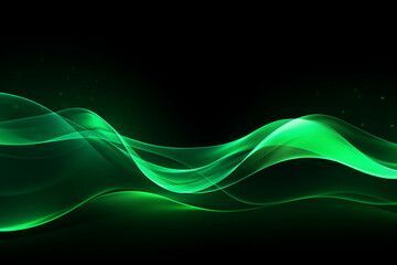 Wall Mural - A glowing green arc of light against a black background.