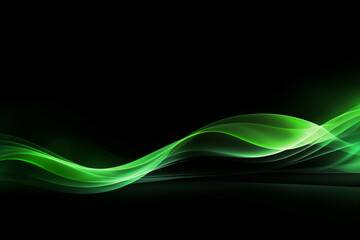 Wall Mural - A glowing green arc of light against a black background.