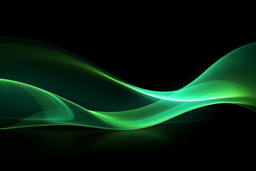 Wall Mural - A glowing green arc of light against a black background.