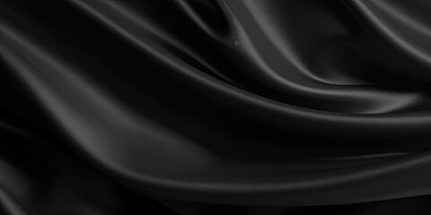 Poster - Velvet symphony. Artistic black texture resembling richness of velvet with abstract waves and elegant drapery perfect for adding touch of luxury and sophistication