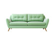 © Ivan Guia - Pastel green leather and modern 2 seater sofa isolated on a cut out PNG transparent background