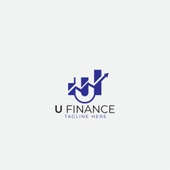 Wall Mural - U letter and Financial logo design icon simple and minimal
