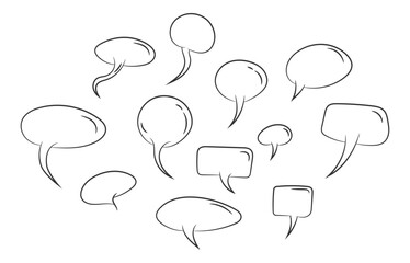 Wall Mural - Set talk bubbles speech vector. Blank empty bubble icon design elements. Chat on line symbol template. Collection dialogue balloon stickers silhouette. 