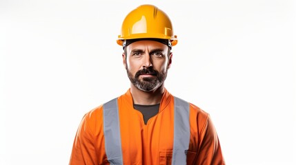 Wall Mural - Generative AI image of Construction worker looking to camera