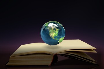Wall Mural - Globe with open Holy Bible for christian idea.