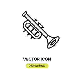 Poster - Trumpet icon vector. Linear-style sign for mobile concept and web design. Trumpet symbol illustration. Pixel vector graphics - Vector.	