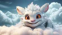 Cute White Dragon In The Fluffy Cloud