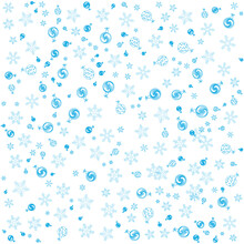 Flakes And Balls Seamless Pattern On White Background