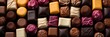 Colorful chocolates background, banner
