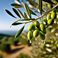 Poster - olive tree and olives