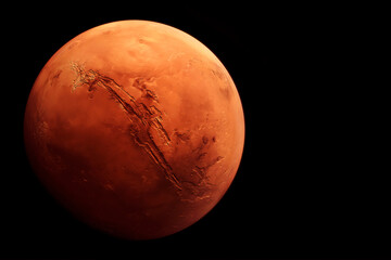Wall Mural - planet mars on a dark background. elements of this image furnished by nasa