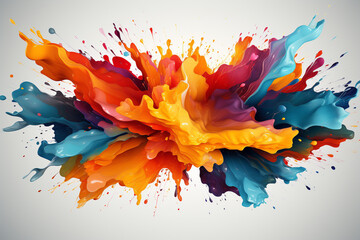 Wall Mural - A vibrant and artistic vector illustration featuring dynamic color splashes on a white background. Ai generated