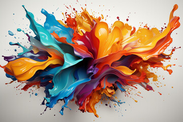 Wall Mural - A vibrant and artistic vector illustration featuring dynamic color splashes on a white background. Ai generated