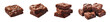 Set of pieces of fresh delicious chocolate brownie, cut out - stock png.