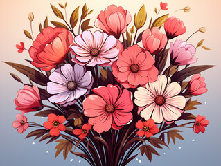 Wall Mural - Bouquet of spring flowers in retro style.