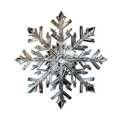 Wall Mural - Crystal snowflake Christmas tree decoration isolated on white transparent background, png