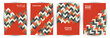 Scientific publication cover layout set geometric design. Swiss style modern banner layout set