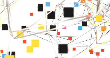 Fototapete - Abstract digital connection dots and lines. Technology background. Network connection structure. Plexus effect. 3d