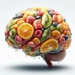 Brain consisting of fruits, Mental Health, You are what you eat, Healthy Food