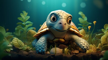 Wall Mural - World Turtle Day 23th May cartoon style 3D Generative AI