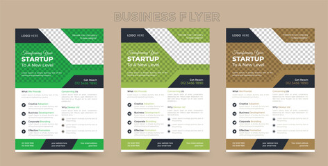 Wall Mural - Corporate business flyer template design set with green, color. marketing, business proposal, promotion, advertise, template