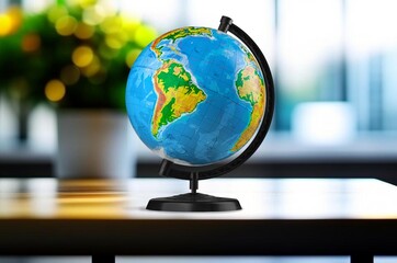 Canvas Print - World, globe or school earth model on the desk