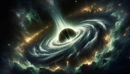 Cosmic Vortex in Electric Lime and Silver Background