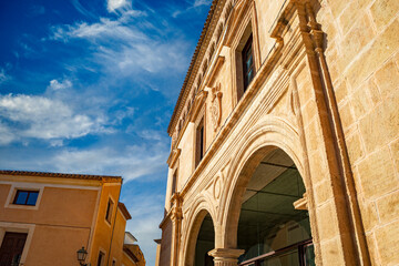 Canvas Print - Facade of the Palace of the Council of Jumilla, Murcia, Spain, current archaeological museum, in the Plaza de Arriba