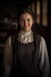 Pretty Young Amish Style Woman - Regency - Victorian - Old West - Colonial Era - Portrait - smiling and happy expression - Braids - brunette