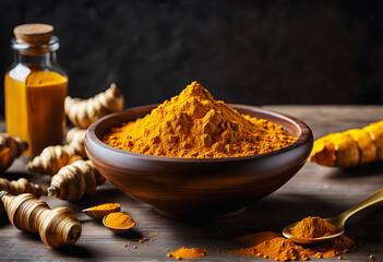 Wall Mural - An image capturing the rich golden allure of turmeric, also known as Aafro