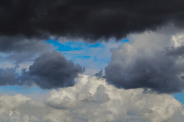 Sticker - Storm clouds in the sky close-up, among the clouds, before the storm, meteorological service; weather forecasting; meteorological forecast