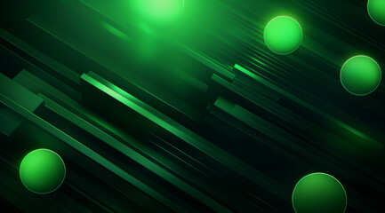 Sticker - Abstract green glowing lines with cylindric shapes.