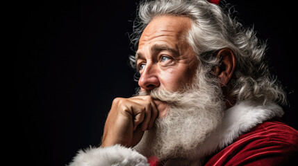 Wall Mural - Santa in a moment of deep contemplation surrounded by navy